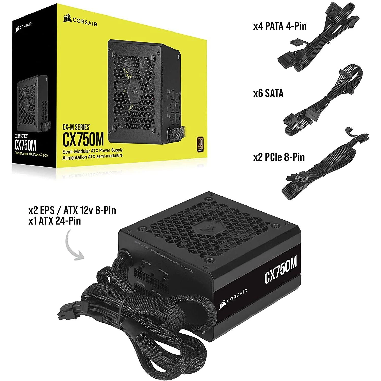 Corsair CX Series CX750 750w 80 PLUS Bronze Desktop Power Supply view 5